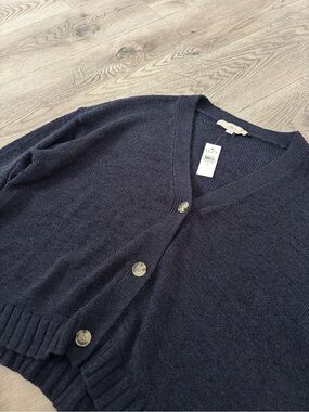 NWT LOFT Cropped Button Cardigan Sweater | Navy | Women’s Size XL